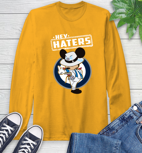 NHL Hey Haters Mickey Hockey Sports Winnipeg Jets Long Sleeve T-Shirt 2