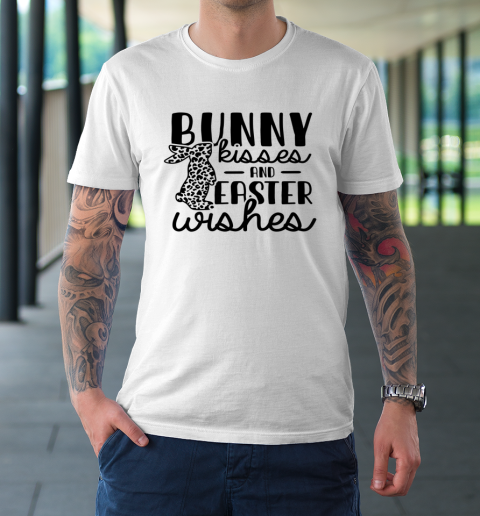 Cute Easter Shirt Bunny Kisses Easter Wishes Spring Leopard Print T-Shirt