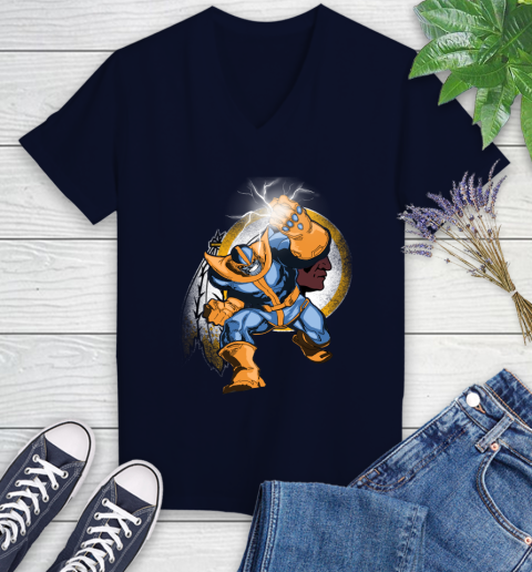 Washington Redskins NFL Football Thanos Avengers Infinity War Marvel Women's V-Neck T-Shirt 2
