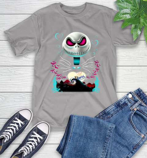 MLB Los Angeles Dodgers Jack Skellington Sally The Nightmare Before Christmas Baseball T-Shirt 6