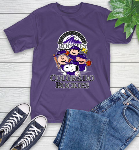 MLB Colorado Rockies Snoopy Charlie Brown Woodstock The Peanuts Movie Baseball T Shirt_000 T-Shirt 5