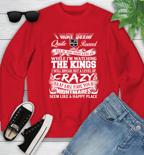 Los Angeles Kings NHL Hockey Don't Mess With Me While I'm Watching My Team Youth Sweatshirt 8