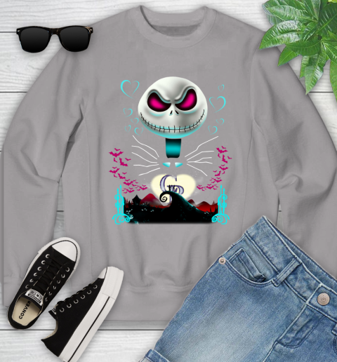MLB Colorado Rockies Jack Skellington Sally The Nightmare Before Christmas Baseball Youth Sweatshirt 3