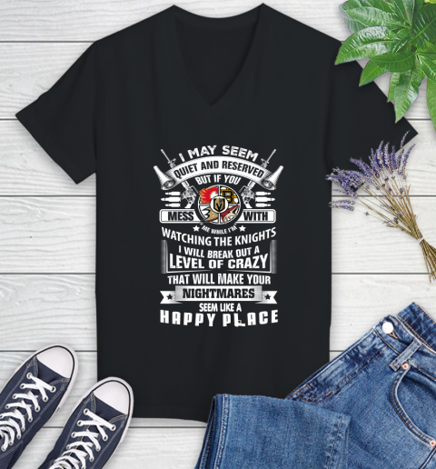 Vegas Golden Knights NHL Hockey Don't Mess With Me While I'm Watching My Team Sports Women's V-Neck T-Shirt