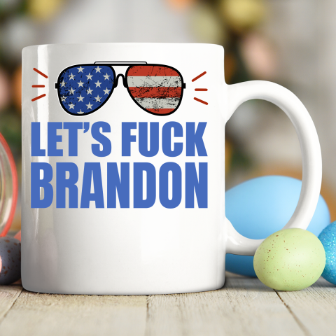 Let's Fuck Brandon US Flag Sunglasses Ceramic Mug 11oz