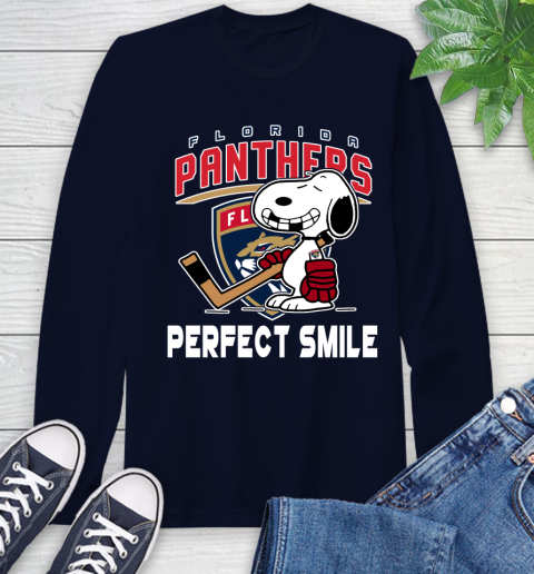 NHL Florida Panthers Snoopy Perfect Smile The Peanuts Movie Hockey T Shirt Long Sleeve T-Shirt 3