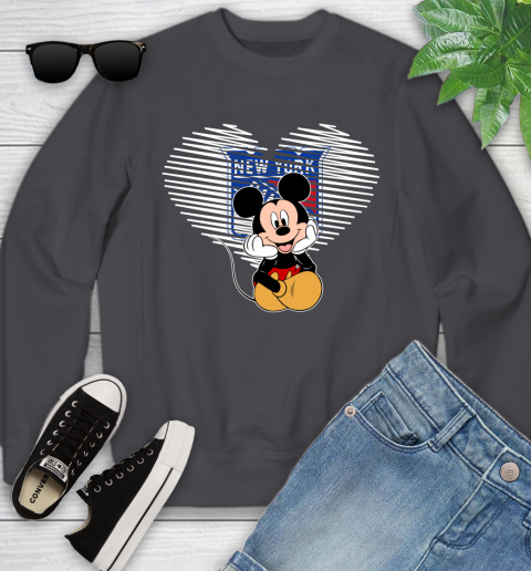 NHL New York Rangers The Heart Mickey Mouse Disney Hockey Youth Sweatshirt 5