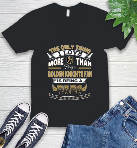 NHL The Only Thing I Love More Than Being A Vegas Golden Knights Fan Is Being A Papa Hockey V-Neck T-Shirt