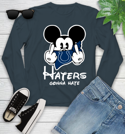 NFL Indianapolis Colts Haters Gonna Hate Mickey Mouse Disney Football T Shirt Youth Long Sleeve 9