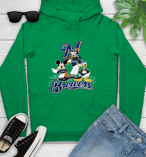 MLB Milwaukee Brewers Mickey Mouse Donald Duck Goofy Baseball T Shirt Youth Hoodie 9