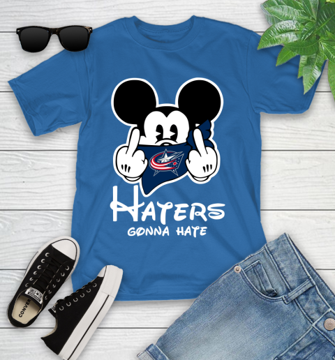 NHL Columbus Blue Jackets Haters Gonna Hate Mickey Mouse Disney Hockey T Shirt Youth T-Shirt 12