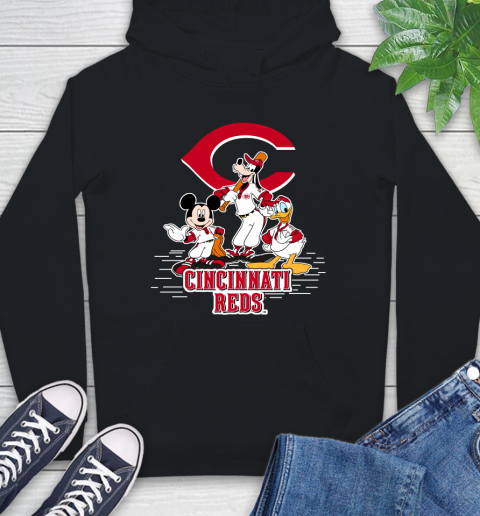 MLB Cincinnati Reds Mickey Mouse Donald Duck Goofy Baseball T Shirt Hoodie