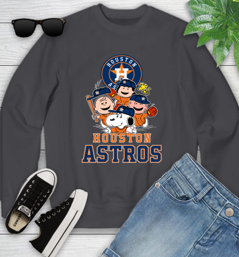 MLB Houston Astros Snoopy Charlie Brown Woodstock The Peanuts Movie  Baseball T Shirt Youth Sweatshirt