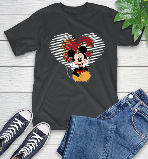 NHL Calgary Flames The Heart Mickey Mouse Disney Hockey T-Shirt