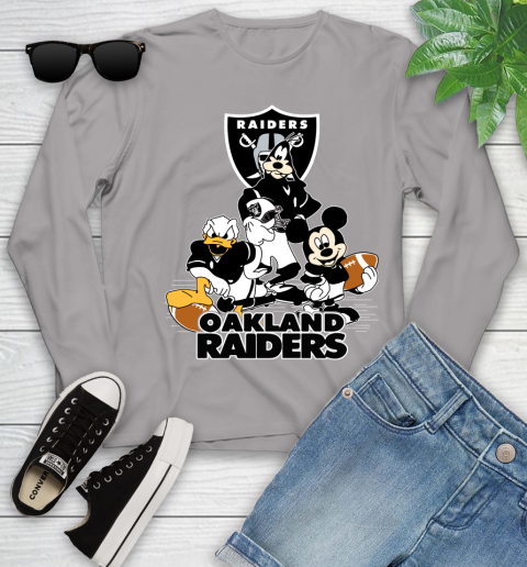NFL Oakland Raiders Mickey Mouse Donald Duck Goofy Football Shirt Youth Long Sleeve 5