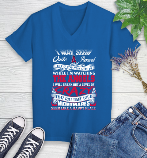 Los Angeles Angels MLB Baseball Don't Mess With Me While I'm Watching My Team Women's V-Neck T-Shirt 10