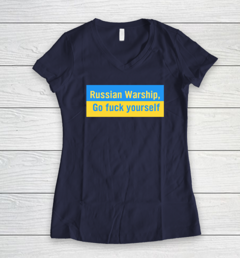 Russian Warship Go Fuck Yourself Shirt Women's V-Neck T-Shirt 7