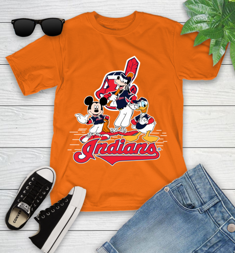 MLB Cleveland Indians Mickey Mouse Donald Duck Goofy Baseball T Shirt Youth T-Shirt 9