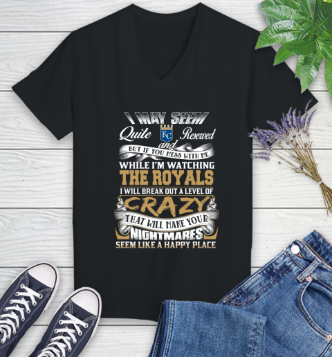 Kansas City Royals MLB Baseball Don't Mess With Me While I'm Watching My Team Women's V-Neck T-Shirt