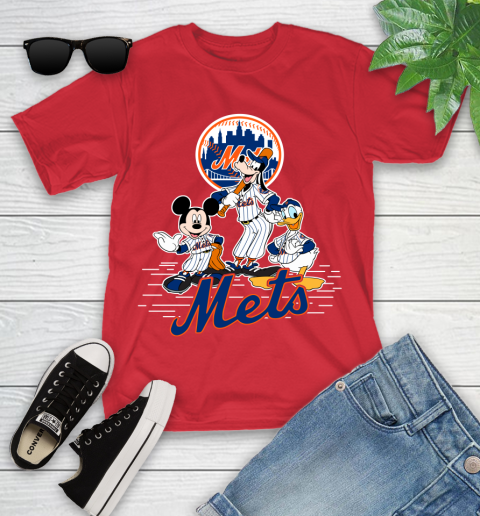 MLB New York Mets Mickey Mouse Donald Duck Goofy Baseball T Shirt Youth T-Shirt 28