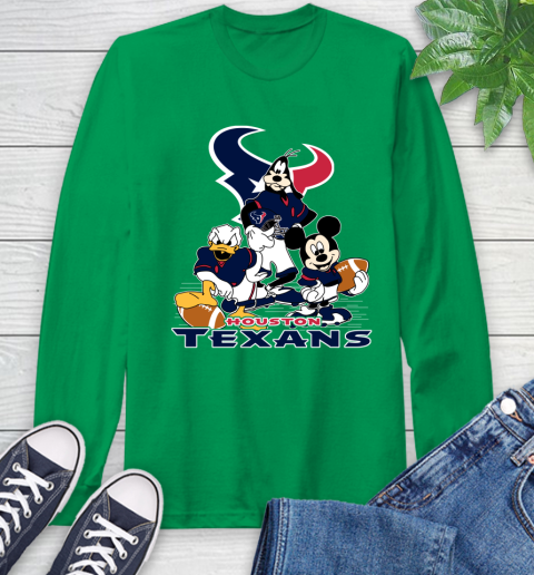 NFL Houston Texans Mickey Mouse Donald Duck Goofy Football Shirt Long Sleeve T-Shirt 8