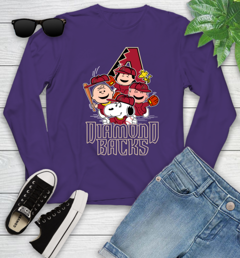 MLB Arizona Diamondbacks Snoopy Charlie Brown Woodstock The Peanuts Movie Baseball T Shirt_000 Youth Long Sleeve 4
