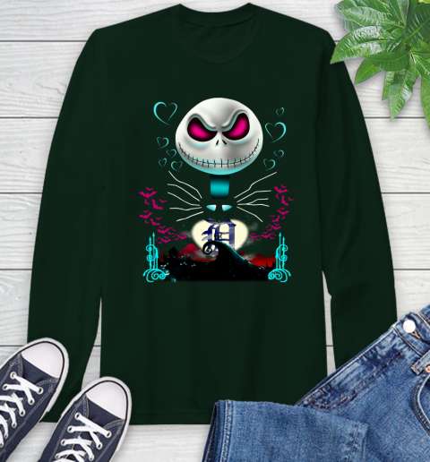 MLB Detroit Tigers Jack Skellington Sally The Nightmare Before Christmas Baseball Long Sleeve T-Shirt 7