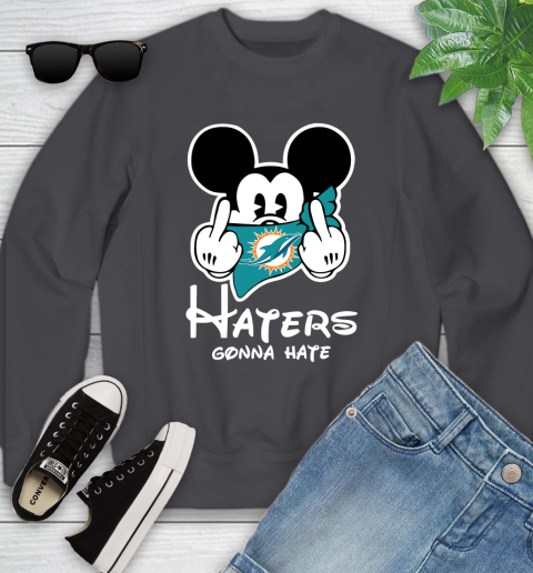 NFL Miami Dolphins Haters Gonna Hate Mickey Mouse Disney Football T Shirt Youth Sweatshirt 5