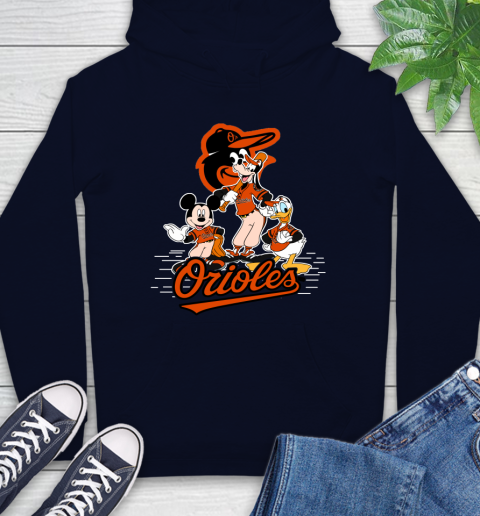 MLB Baltimore Orioles Mickey Mouse Donald Duck Goofy Baseball T Shirt Hoodie 3