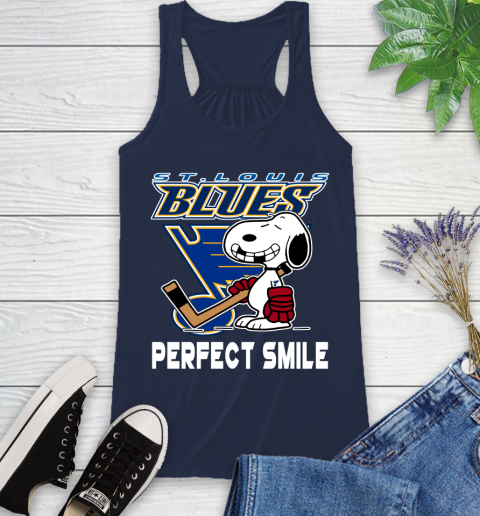 NHL St.Louis Blues Snoopy Perfect Smile The Peanuts Movie Hockey T Shirt Racerback Tank 9