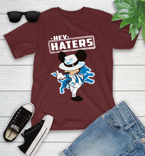 NFL Hey Haters Mickey Football Sports Detroit Lions Youth T-Shirt 14