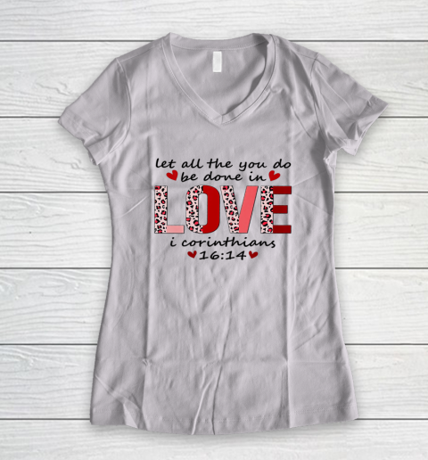 Leopard You Do Be Done In Love Christian Valentine Women's V-Neck T-Shirt