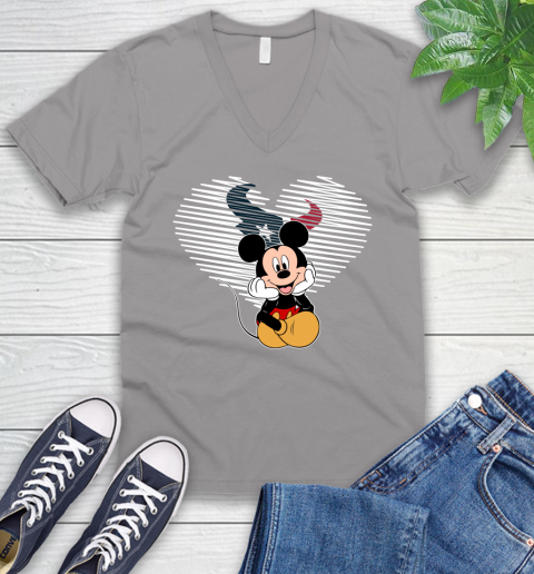 NFL Houston Texans The Heart Mickey Mouse Disney Football T Shirt_000 V-Neck T-Shirt 3