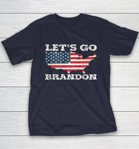 Let's Go Brandon Joe Biden Chant Impeach Biden USA Flag FJB Youth T-Shirt 2