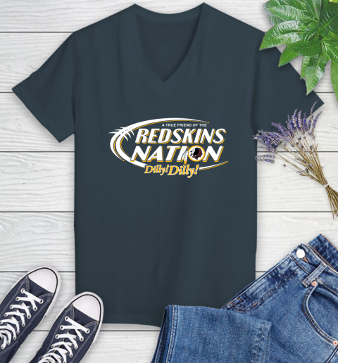NFL A True Friend Of The Washington Redskins Dilly Dilly Football Sports Women's V-Neck T-Shirt 8