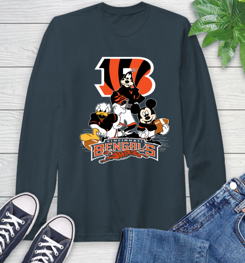 NFL Cincinnati Bengals Mickey Mouse Donald Duck Goofy Football Shirt Long Sleeve T-Shirt 9