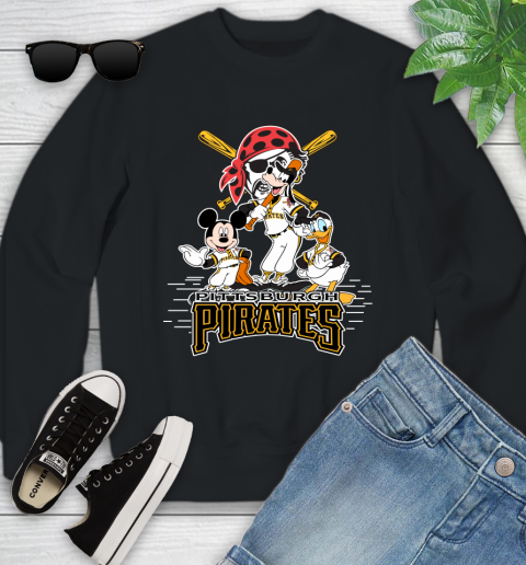 MLB Pittsburgh Pirates Mickey Mouse Donald Duck Goofy Baseball T Shirt Youth Sweatshirt