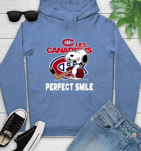 NHL Montreal Canadiens Snoopy Perfect Smile The Peanuts Movie Hockey T Shirt Youth Hoodie 13