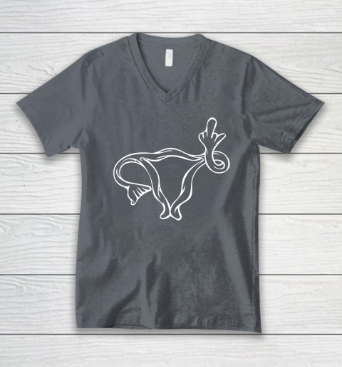 Middle Finger Uterus V-Neck T-Shirt 3
