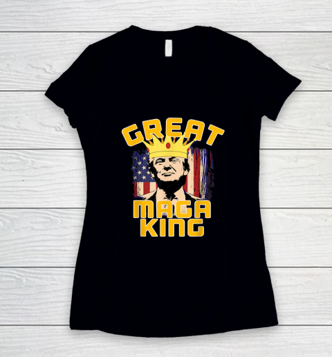 GREAT MAGA KING  Pro Trump Women's V-Neck T-Shirt