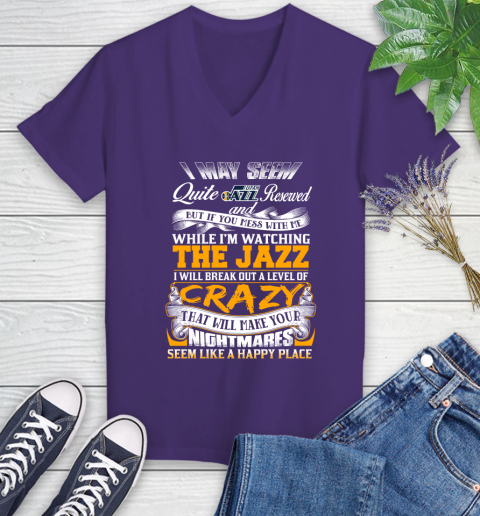 Utah Jazz NBA Basketball Don't Mess With Me While I'm Watching My Team Women's V-Neck T-Shirt 3
