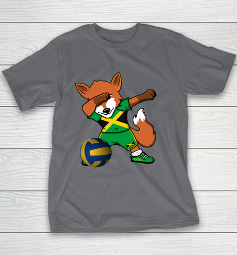 Dabbing Fox Jamaica Volleyball Fans Jersey Jamaican Youth T-Shirt 7