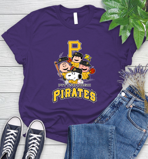 MLB Pittsburgh Pirates Snoopy Charlie Brown Woodstock The Peanuts Movie Baseball T Shirt_000 Women's T-Shirt 4