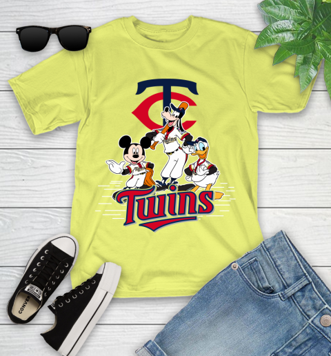 MLB Minnesota Twins Mickey Mouse Donald Duck Goofy Baseball T Shirt Youth T-Shirt 10