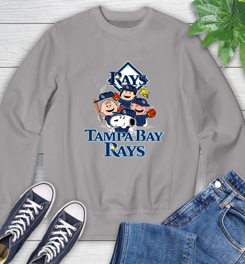 MLB Tampa Bay Rays Snoopy Charlie Brown Woodstock The Peanuts Movie Baseball T Shirt Sweatshirt 5