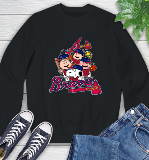 MLB Atlanta Braves Snoopy Charlie Brown Woodstock The Peanuts Movie Baseball T Shirt Sweatshirt