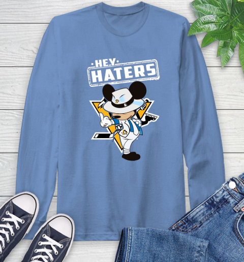 NHL Hey Haters Mickey Hockey Sports Pittsburgh Penguins Long Sleeve T-Shirt 12
