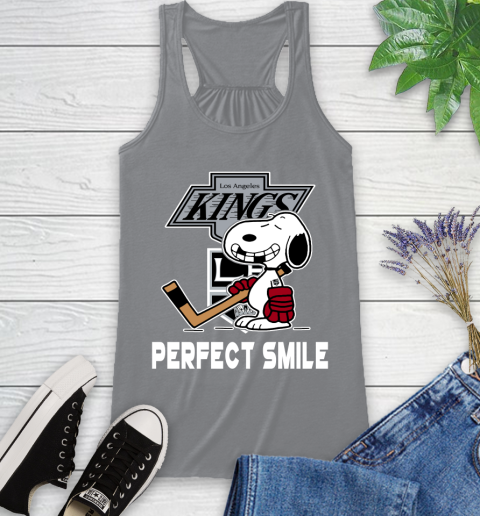 NHL Los Angeles Kings Snoopy Perfect Smile The Peanuts Movie Hockey T Shirt Racerback Tank 4