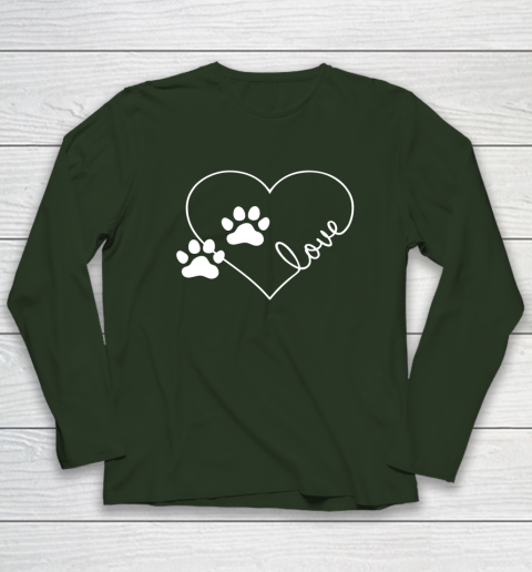 Cute Love Hearts Valentine Day Paw Print Dog Owner Dog Lover Long Sleeve T-Shirt 3