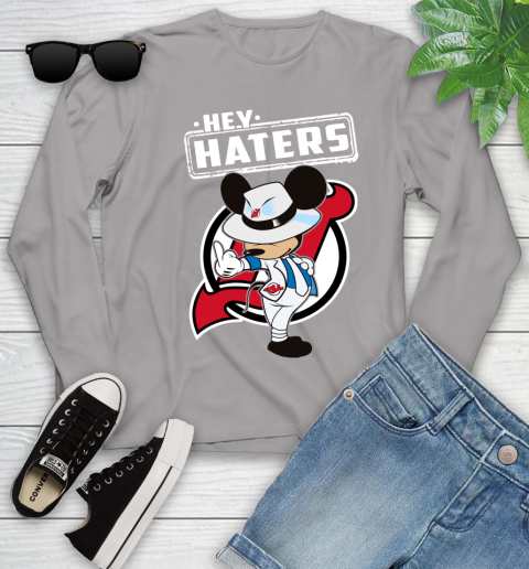 NHL Hey Haters Mickey Hockey Sports New Jersey Devils Youth Long Sleeve 5